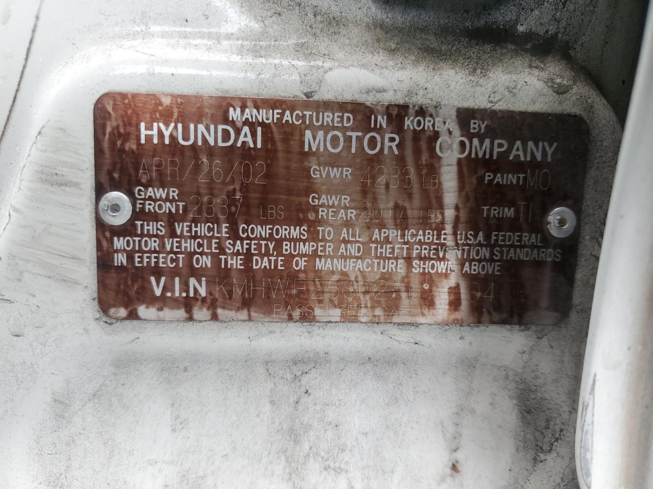 KMHWF25S02A673104 2002 Hyundai Sonata Gl