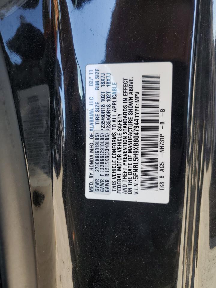 5FNRL5H9XBB047944 2011 Honda Odyssey Touring