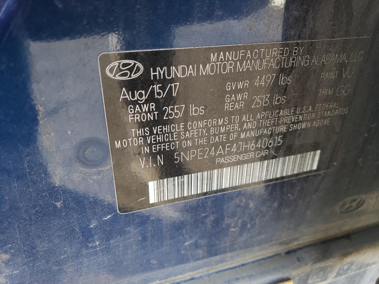 5NPE24AF4JH640615 2018 Hyundai Sonata Se