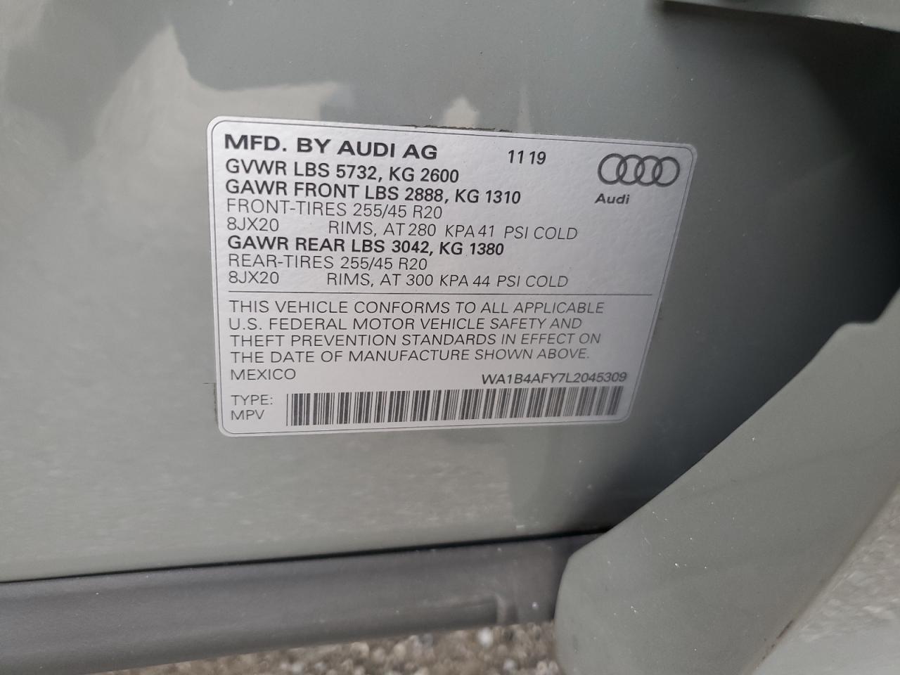 WA1B4AFY7L2045309 2020 Audi Sq5 Premium Plus