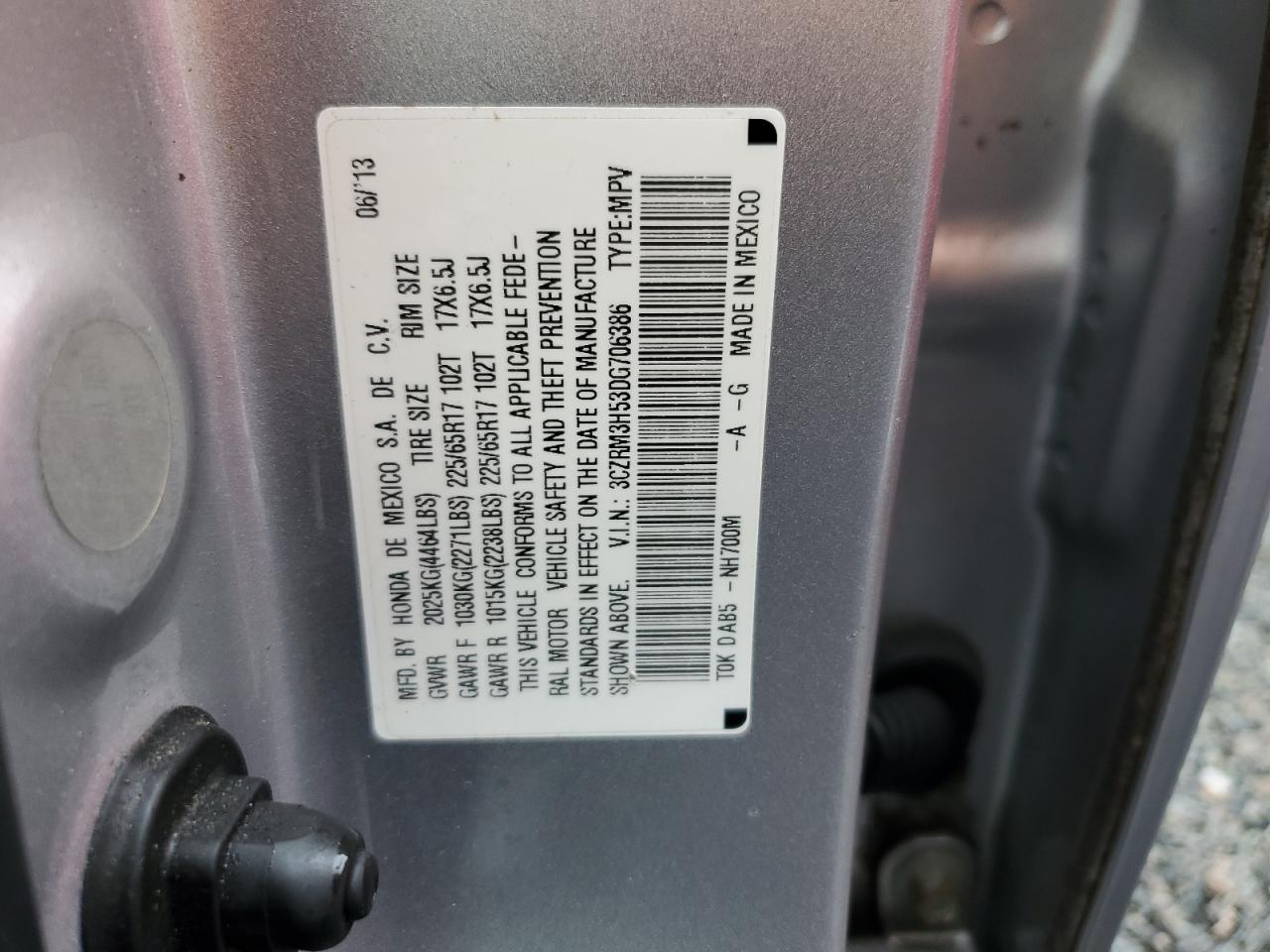 3CZRM3H53DG706386 2013 Honda Cr-V Ex