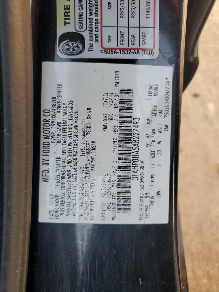 2010 Ford Fusion Se VIN: 3FAHP0HA5AR227493 Lot: 75706194