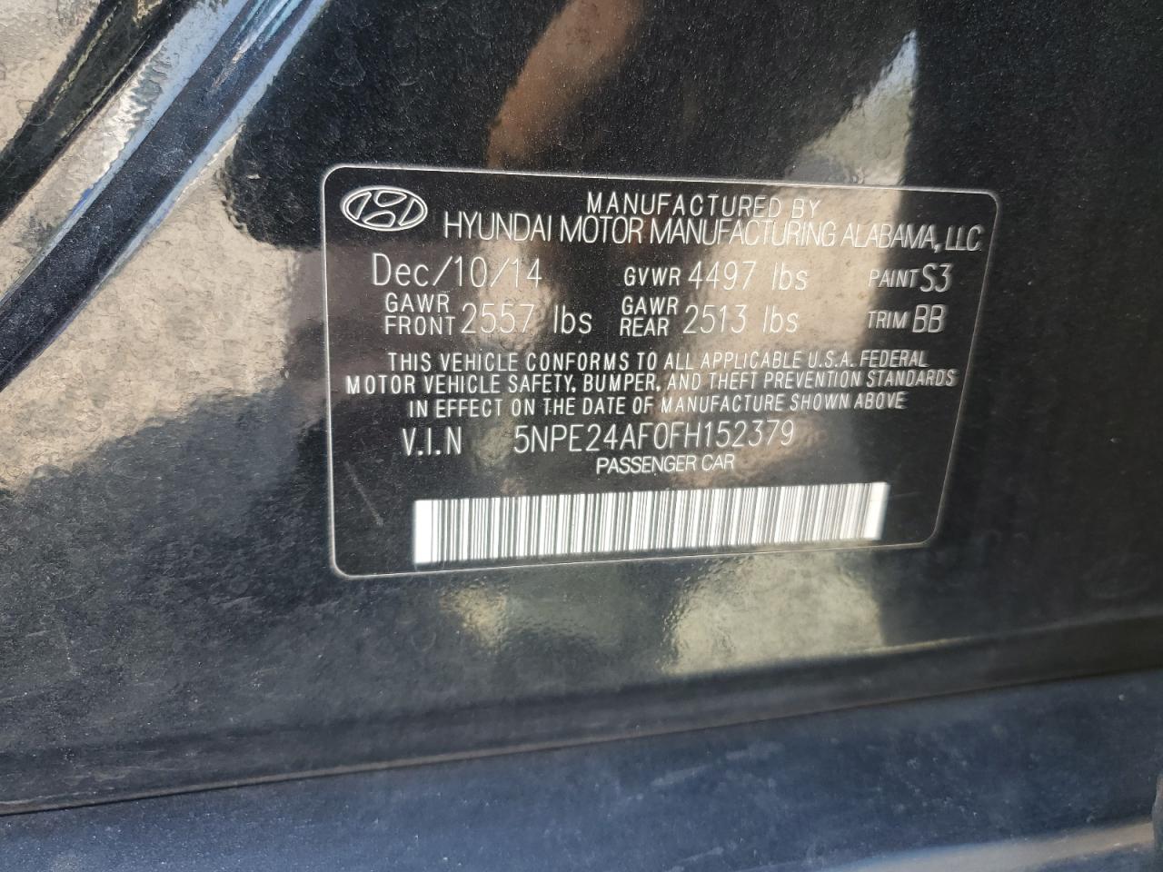 5NPE24AF0FH152379 2015 Hyundai Sonata Se