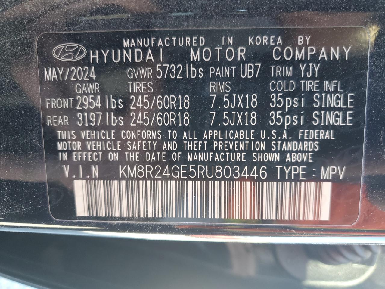 2024 Hyundai Palisade Sel VIN: KM8R24GE5RU803446 Lot: 78732634