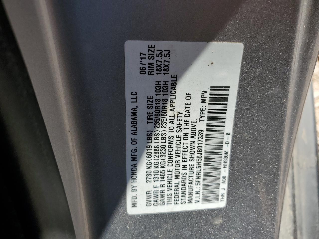 2018 Honda Odyssey Ex VIN: 5FNRL6H56JB017339 Lot: 74232644