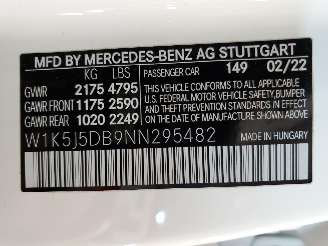 W1K5J5DB9NN295482 2022 MERCEDES-BENZ CLA CLASS - Image 12