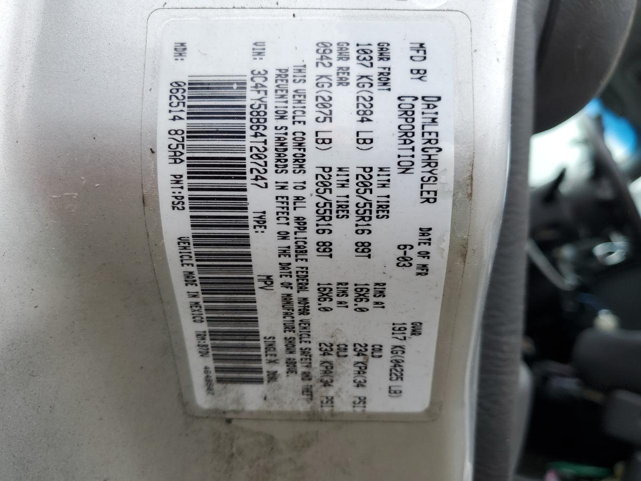 3C4FY58B64T207247 2004 Chrysler Pt Cruiser Touring