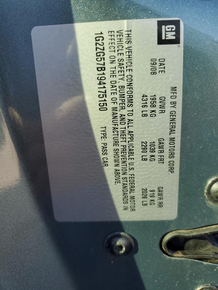 2009 Pontiac G6 VIN: 1G2ZG57B194175150 Lot: 77523714