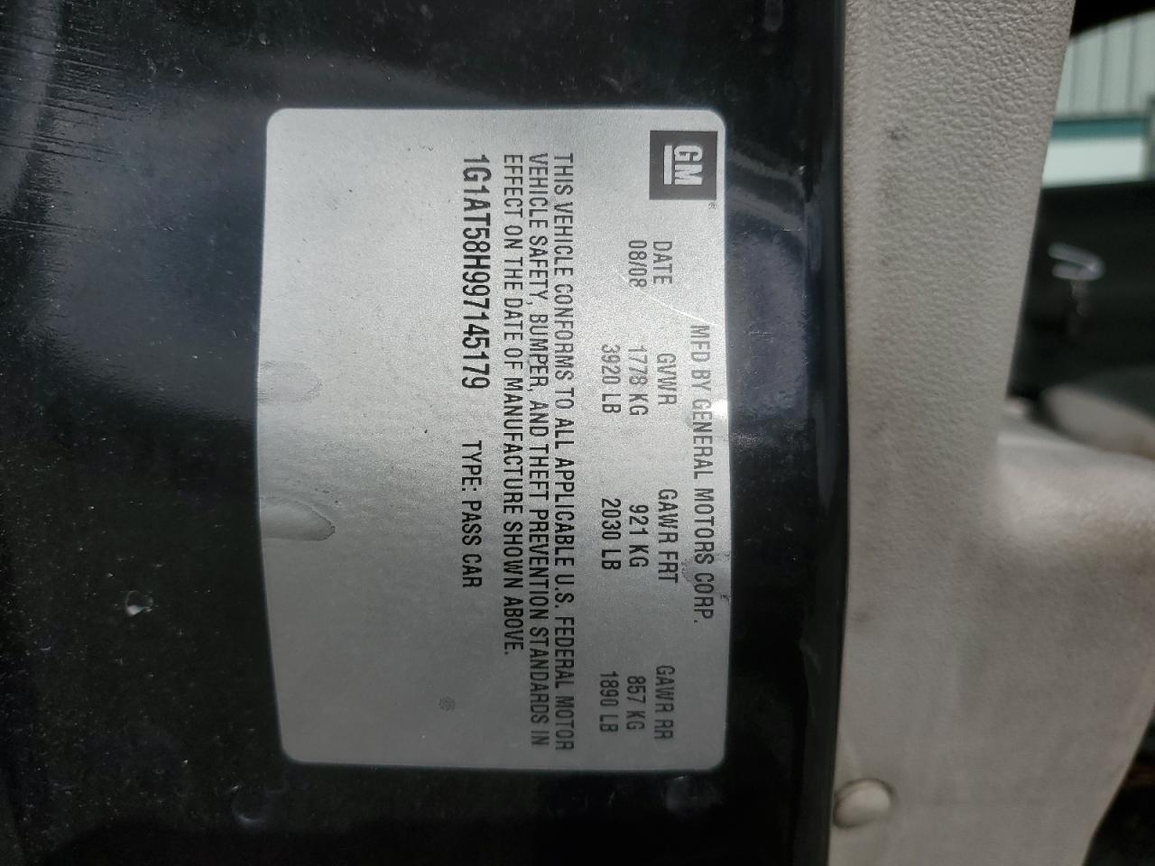 2009 Chevrolet Cobalt Lt VIN: 1G1AT58H997145179 Lot: 74050394