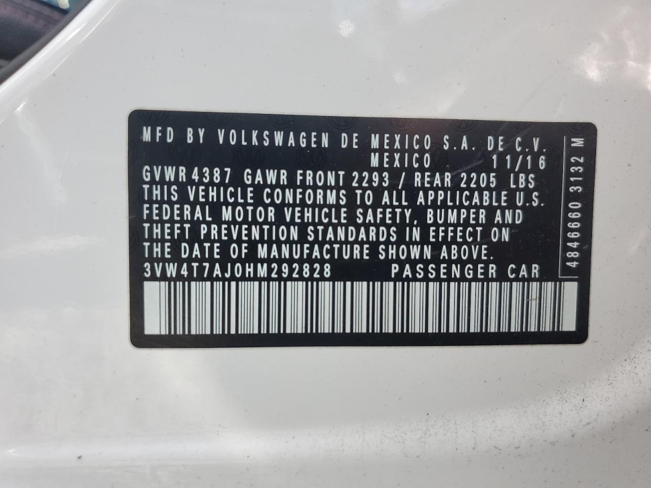 3VW4T7AJ0HM292828 2017 Volkswagen Jetta Gli