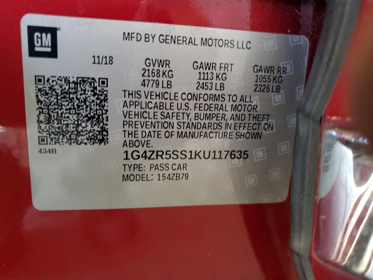 1G4ZR5SS1KU117635 2019 Buick Lacrosse Essence