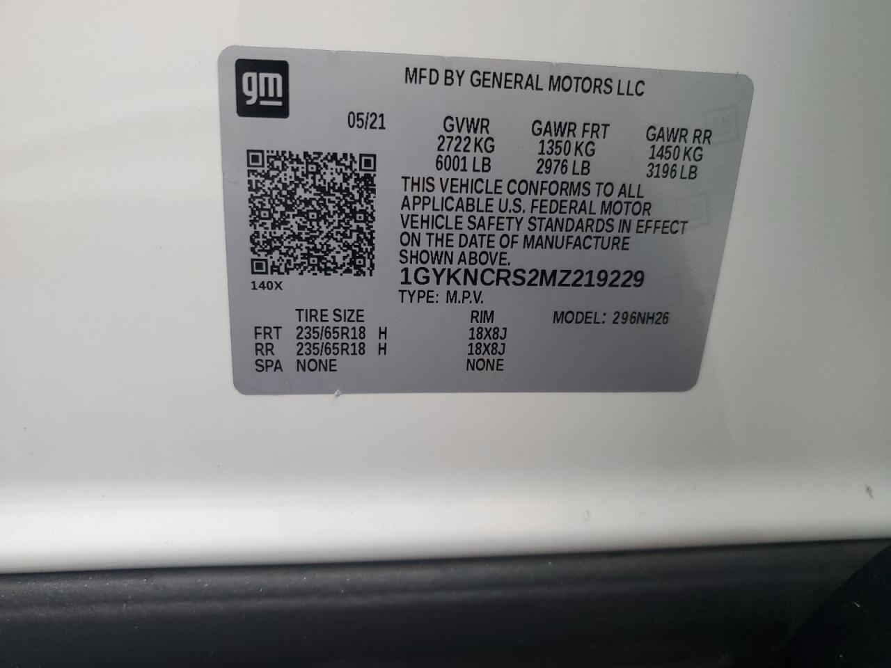 1GYKNCRS2MZ219229 2021 Cadillac Xt5 Premium Luxury