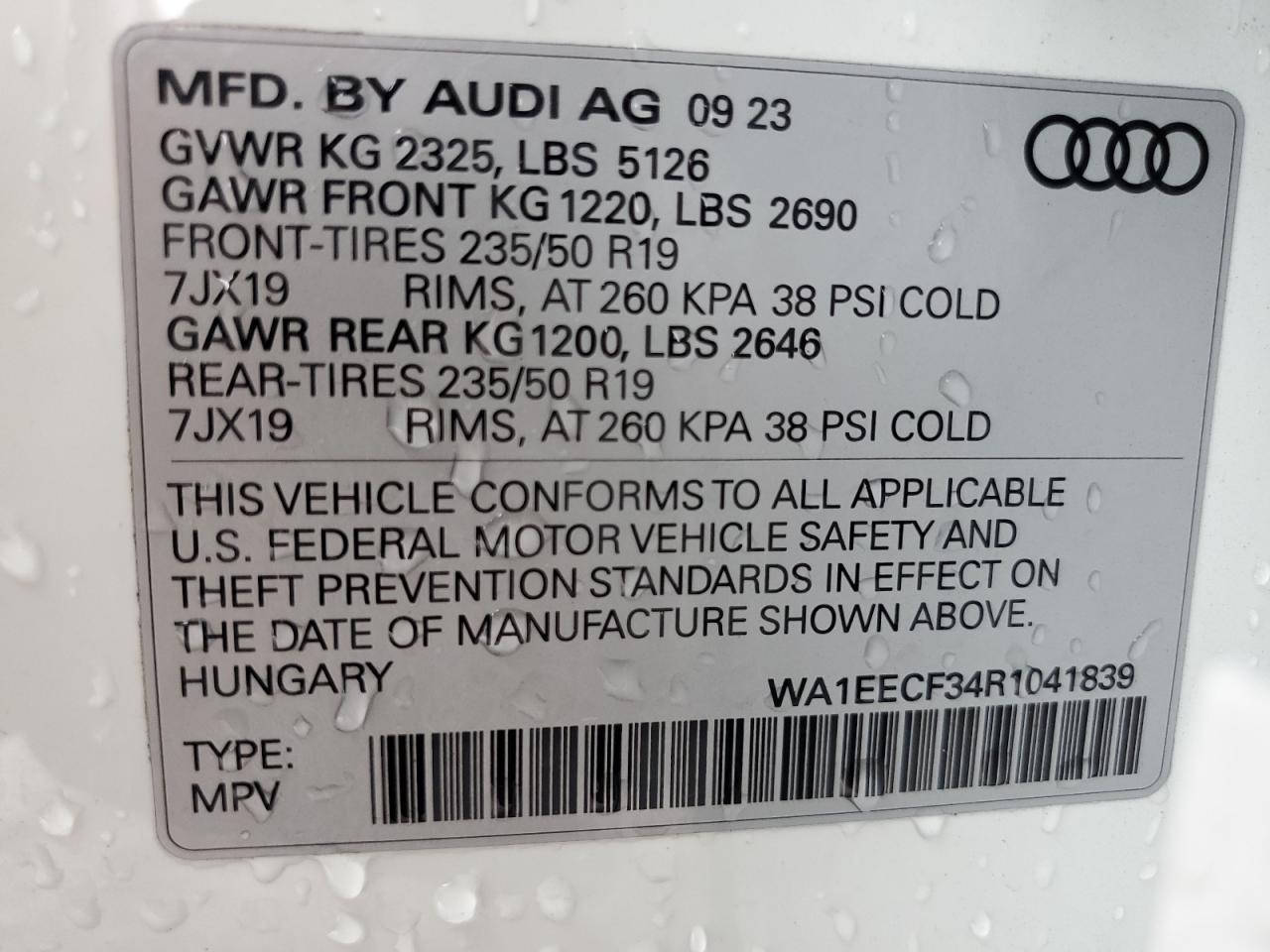 2024 Audi Q3 Premium Plus S Line 45 VIN: WA1EECF34R1041839 Lot: 74570184