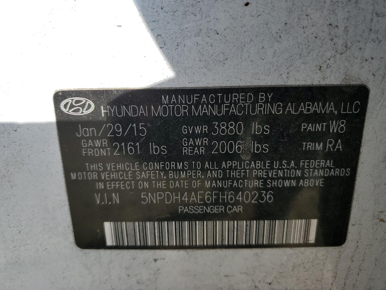 5NPDH4AE6FH640236 2015 Hyundai Elantra Se