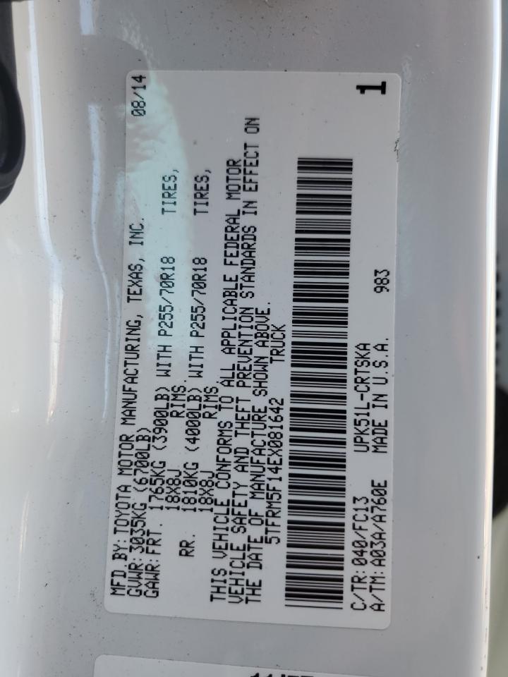 5TFRM5F14EX081642 2014 Toyota Tundra Double Cab Sr