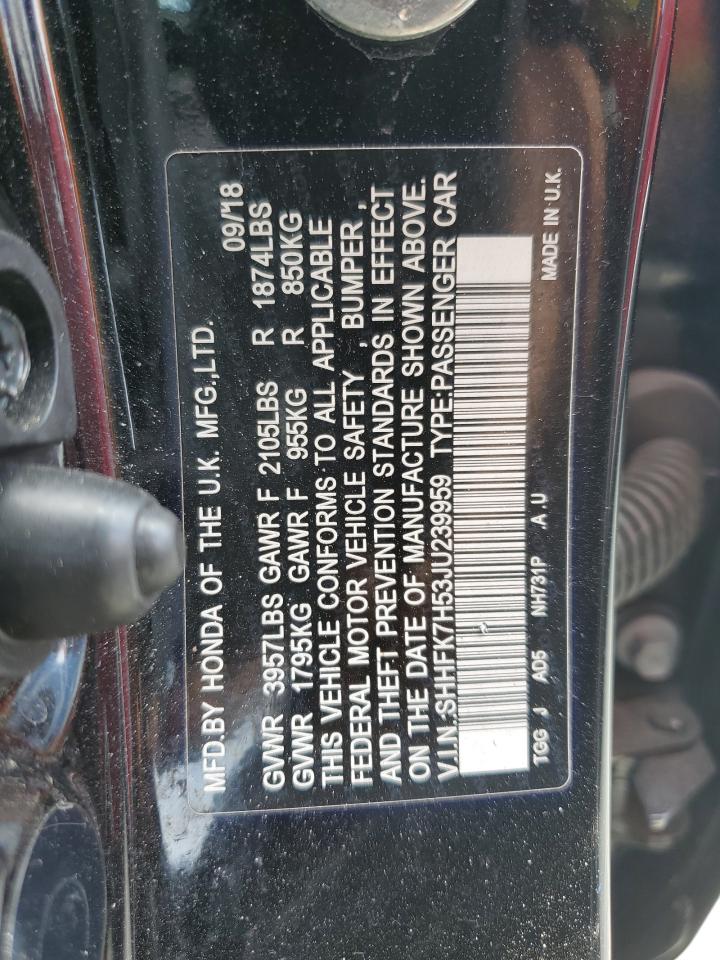 SHHFK7H53JU239959 2018 Honda Civic Ex