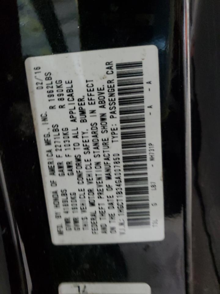 1HGCT1B34GA007850 2016 Honda Accord Lx-S