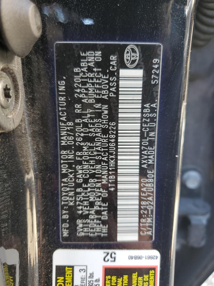 4T1B11HKXJU648226 2018 Toyota Camry L