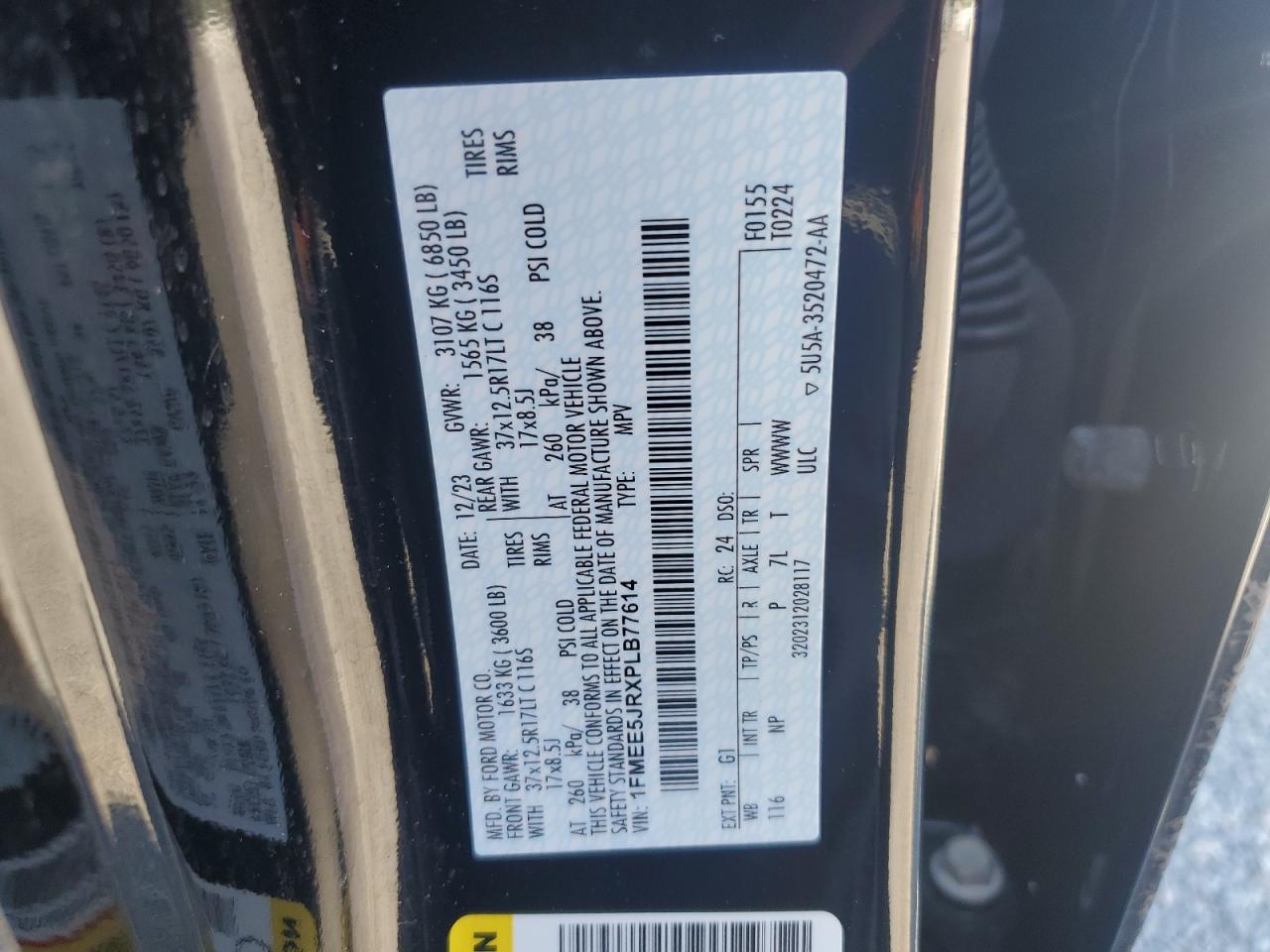 2023 Ford Bronco Raptor VIN: 1FMEE5JRXPLB77614 Lot: 74632314