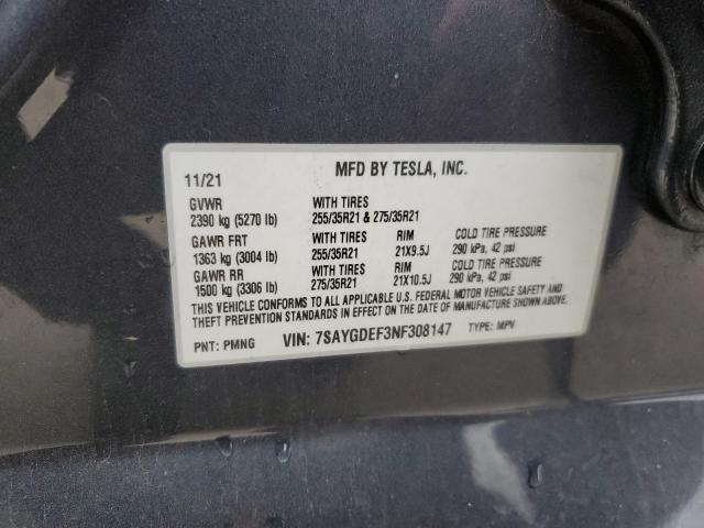 7SAYGDEF3NF308147 Tesla Model Y  12