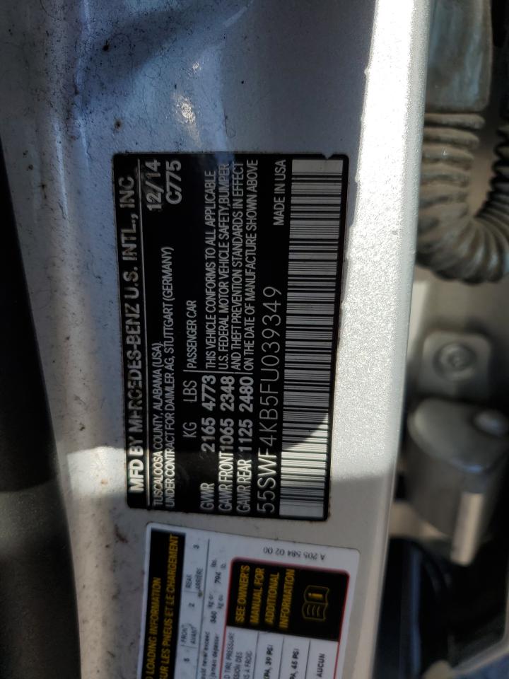 2015 Mercedes-Benz C 300 4Matic VIN: 55SWF4KB5FU039349 Lot: 76095194