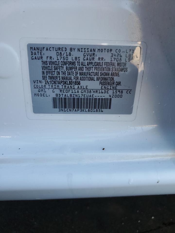 3N1CN7AP3KL801856 2019 Nissan Versa S