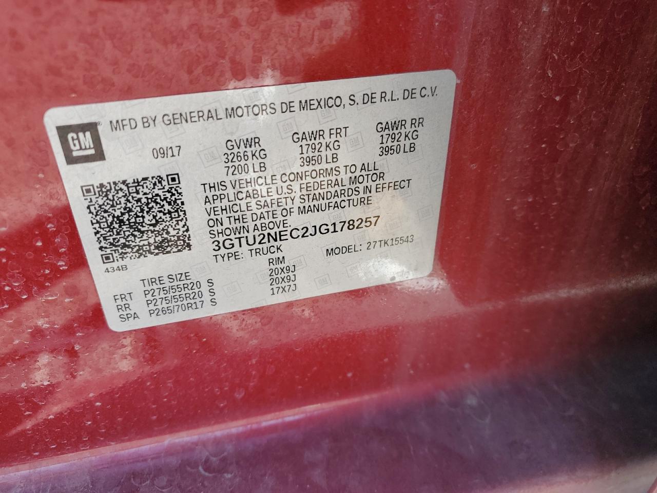 3GTU2NEC2JG178257 2018 GMC Sierra K1500 Slt