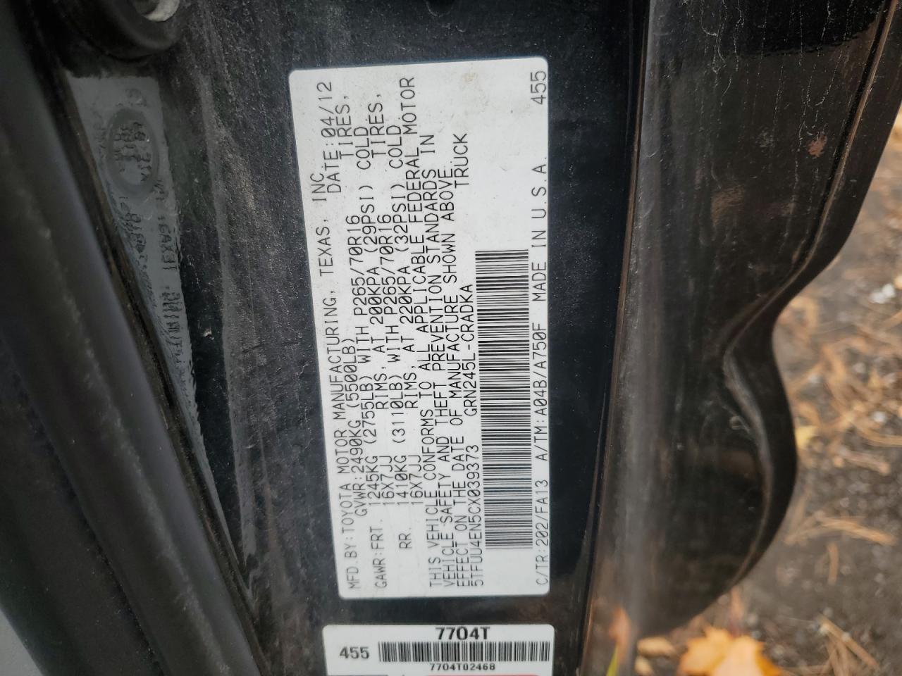 5TFUU4EN5CX039373 2012 Toyota Tacoma