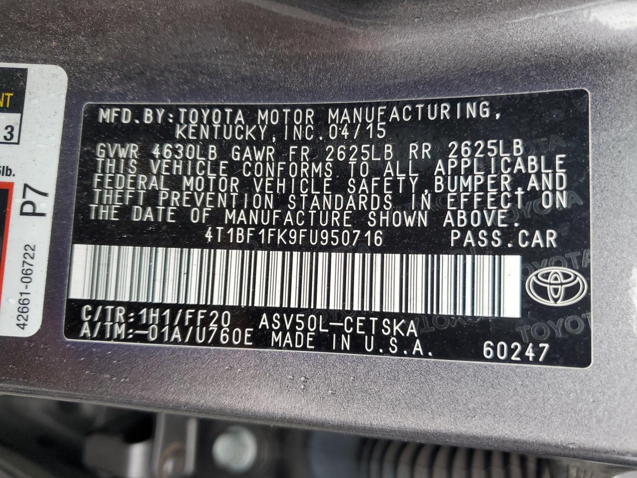 4T1BF1FK9FU950716 2015 Toyota Camry Le