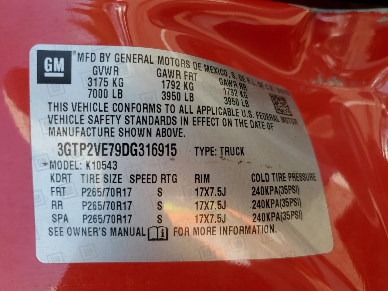 3GTP2VE79DG316915 2013 GMC Sierra K1500 Sle