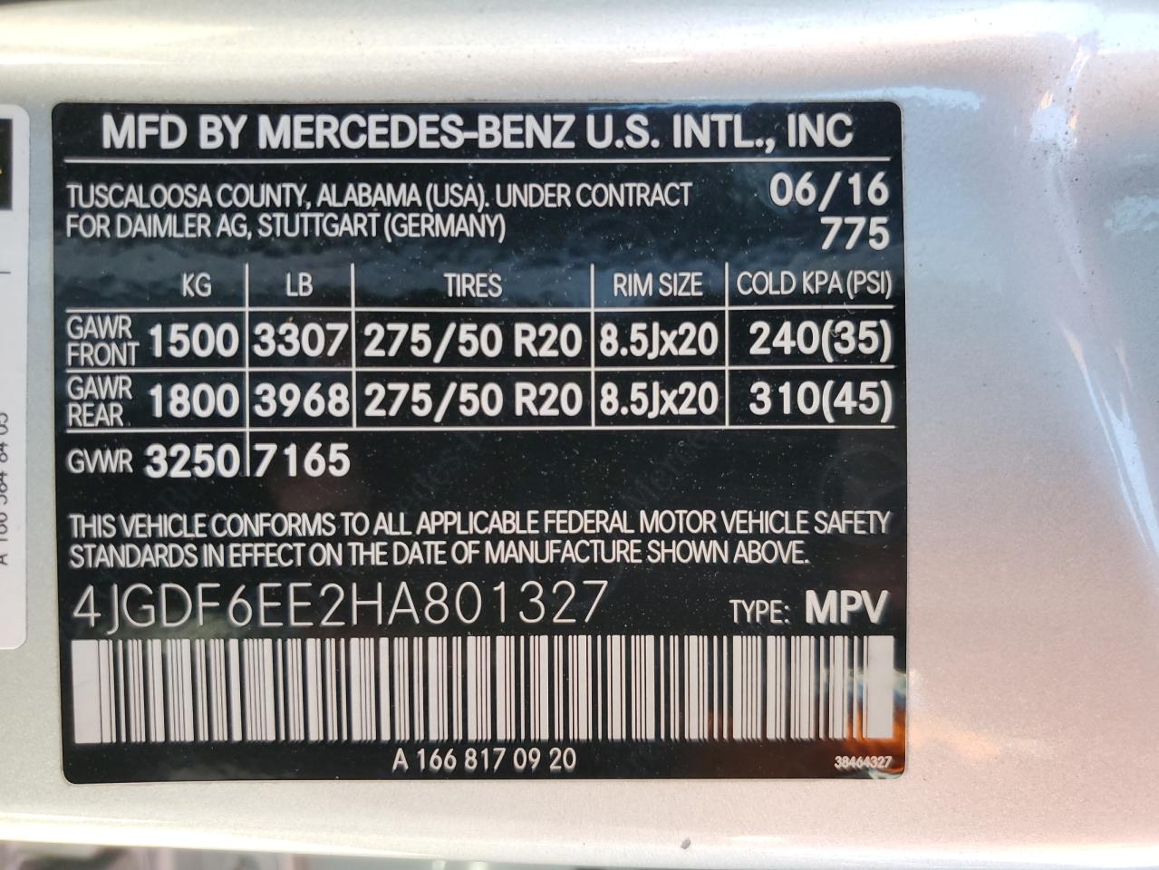 2017 Mercedes-Benz Gls 450 4Matic VIN: 4JGDF6EE2HA801327 Lot: 74262004