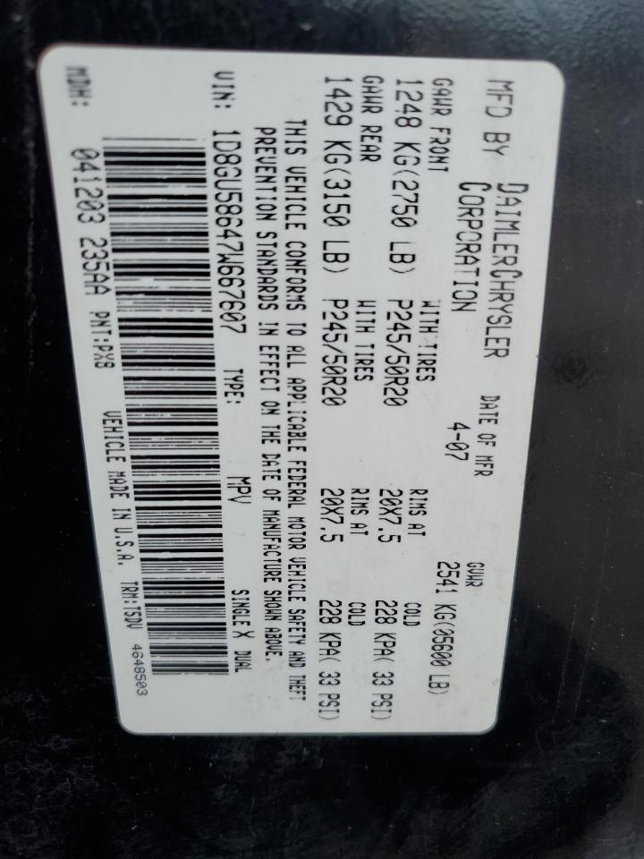 2007 Dodge Nitro R/T VIN: 1D8GU58647W667607 Lot: 77193654