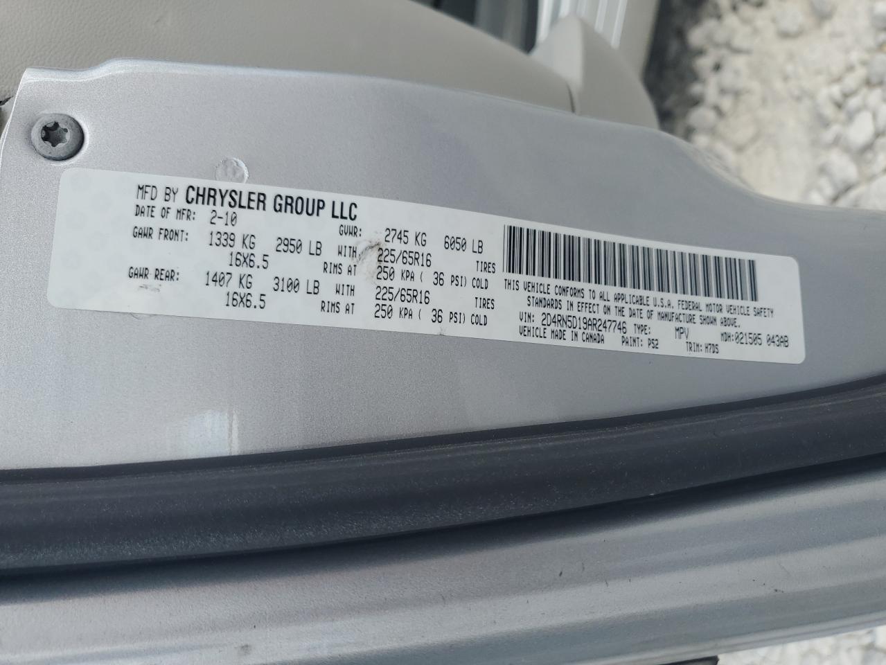 2010 Dodge Grand Caravan Sxt VIN: 2D4RN5D19AR247746 Lot: 75911394