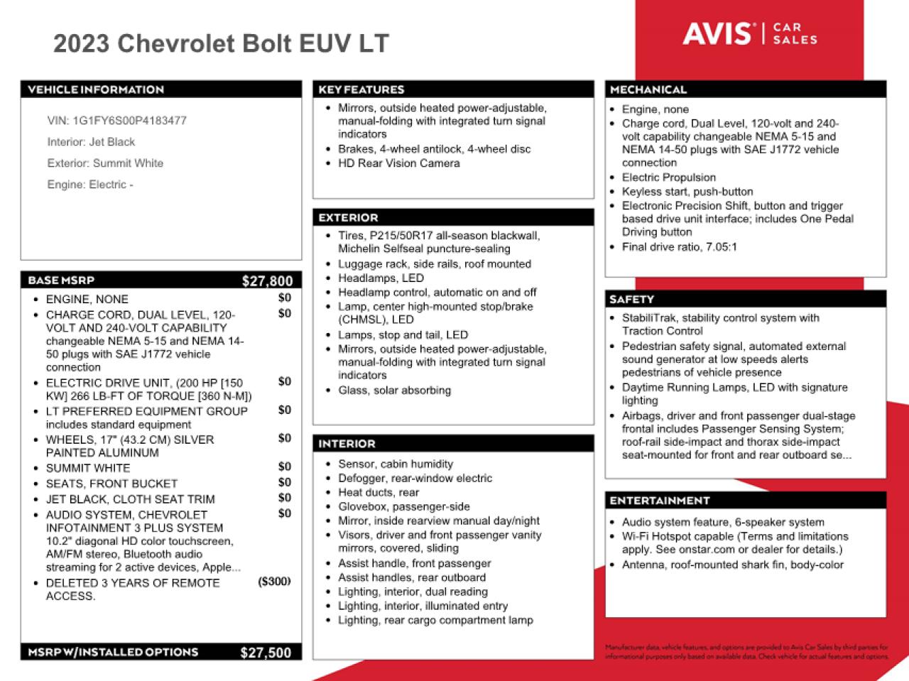 1G1FY6S00P4183477 2023 Chevrolet Bolt Euv Lt