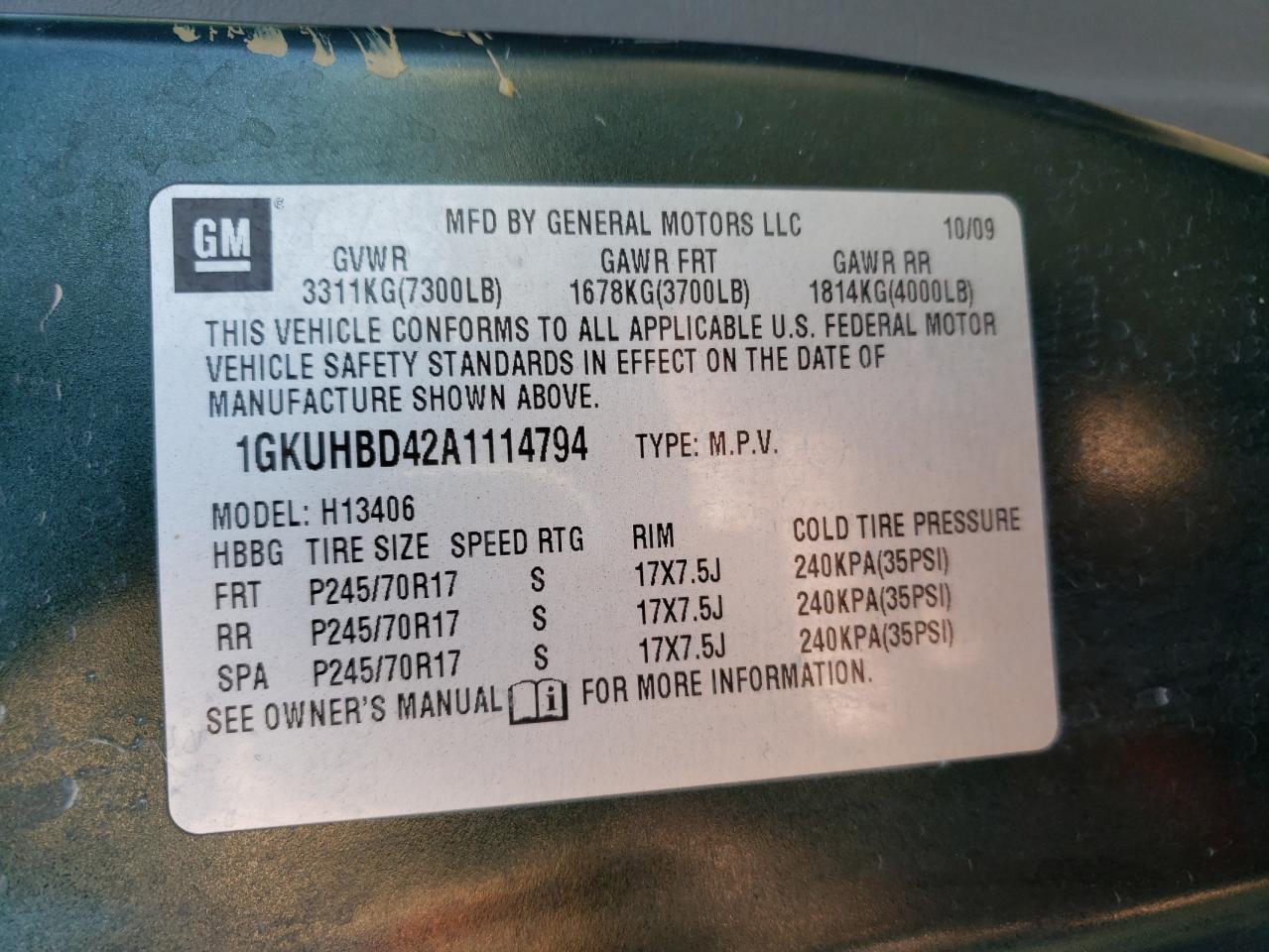 1GKUHBD42A1114794 2010 GMC Savana G1500 Ls