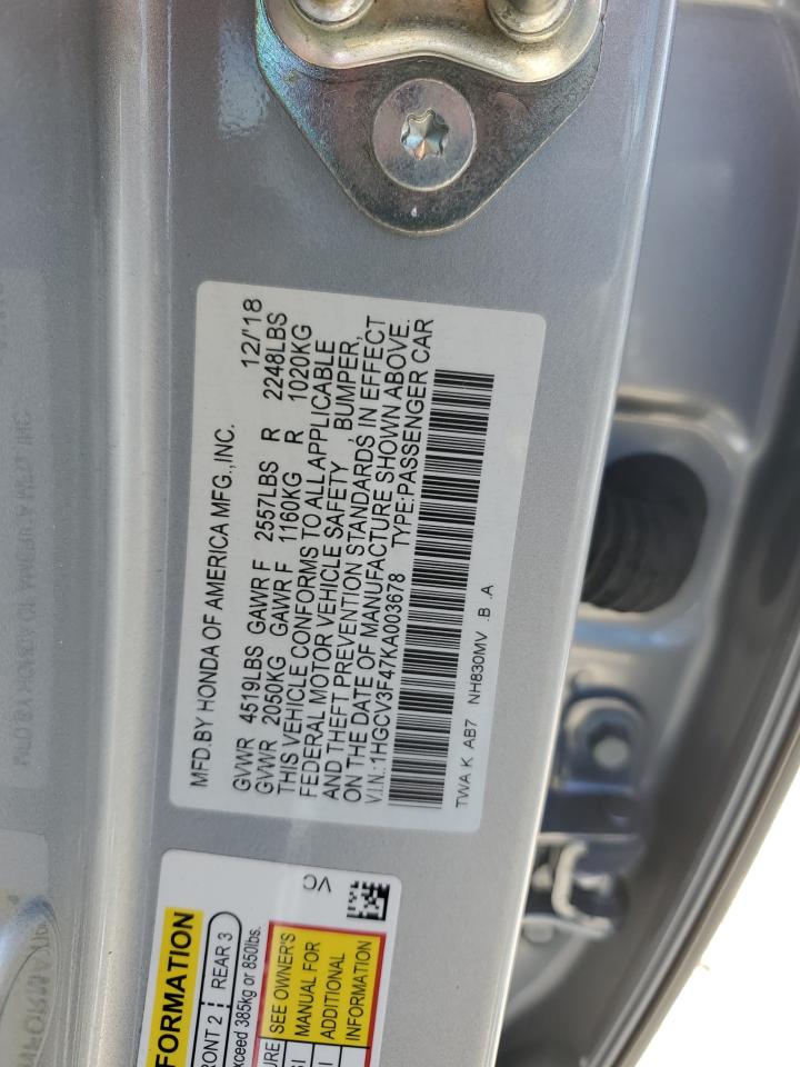 1HGCV3F47KA003678 2019 HONDA ACCORD - Image 13