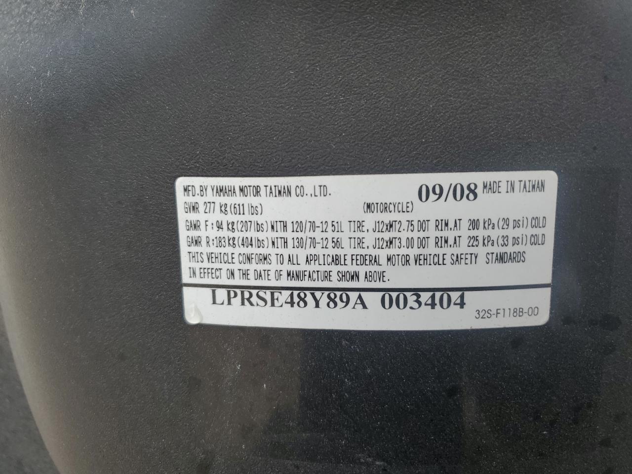 2009 Yamaha Yw125 VIN: LPRSE48Y89A003404 Lot: 76864164