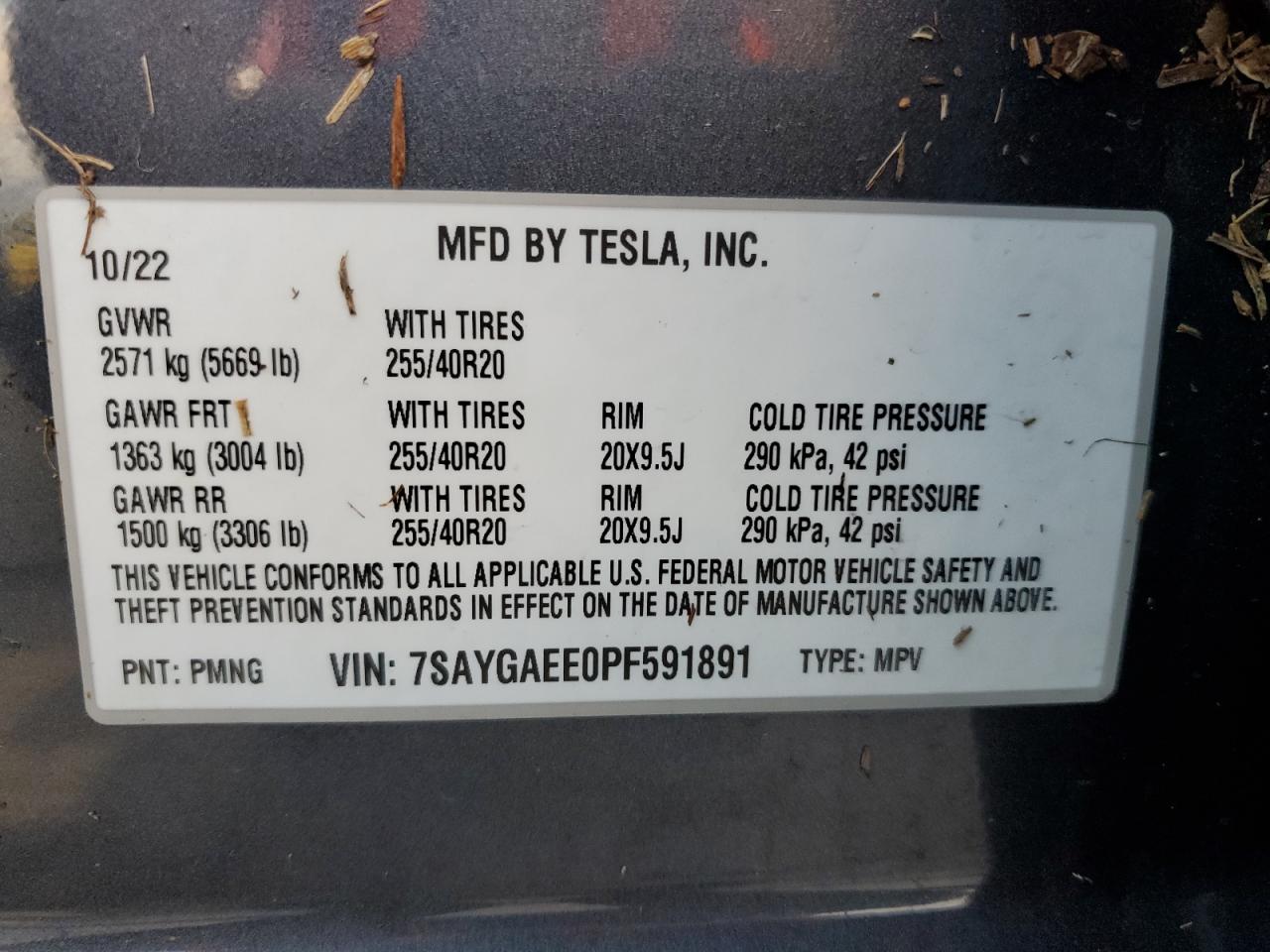 7SAYGAEE0PF591891 2023 Tesla Model Y