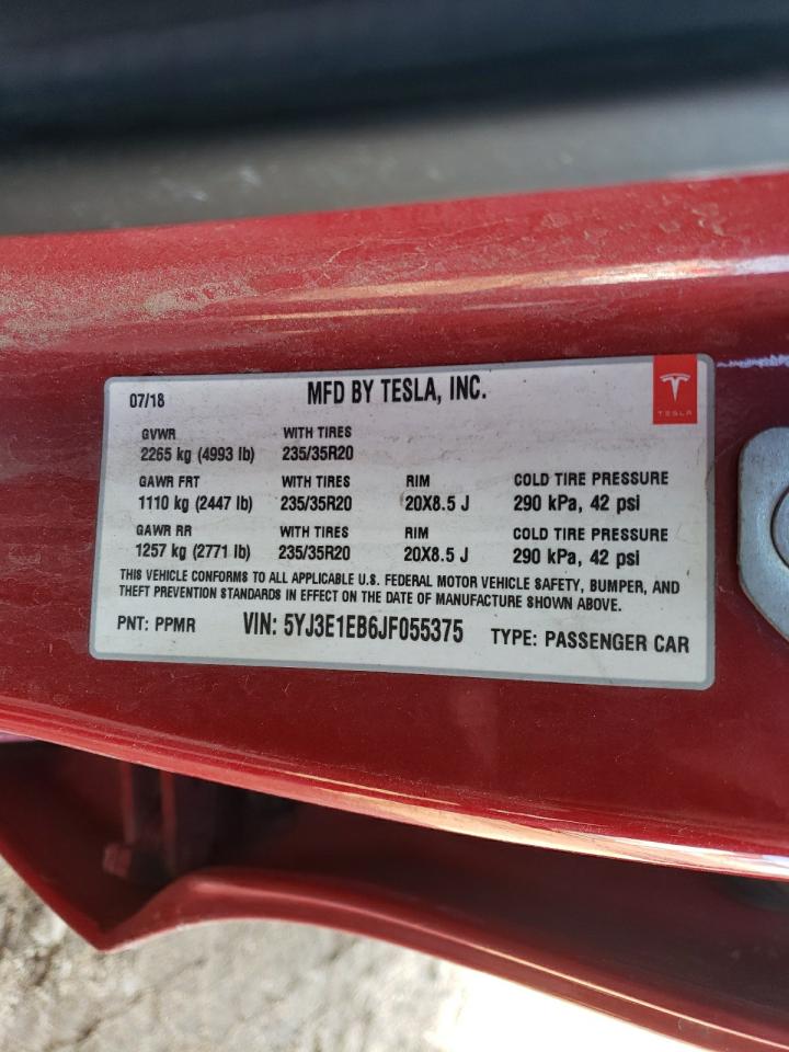 2018 Tesla Model 3 VIN: 5YJ3E1EB6JF055375 Lot: 78631354