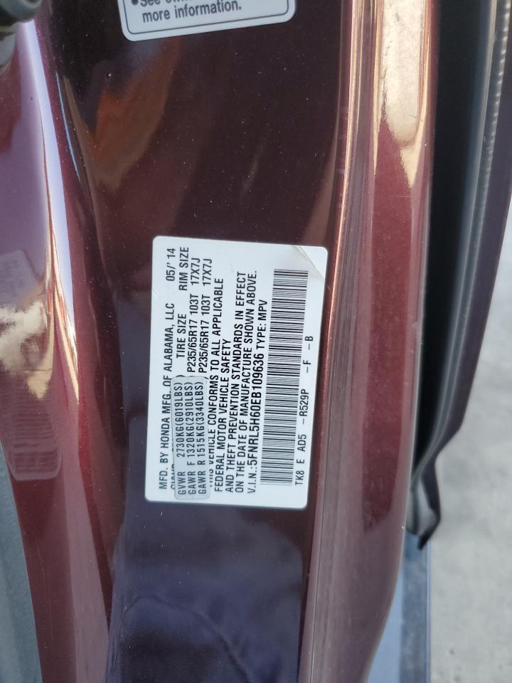 5FNRL5H60EB109636 2014 Honda Odyssey Exl