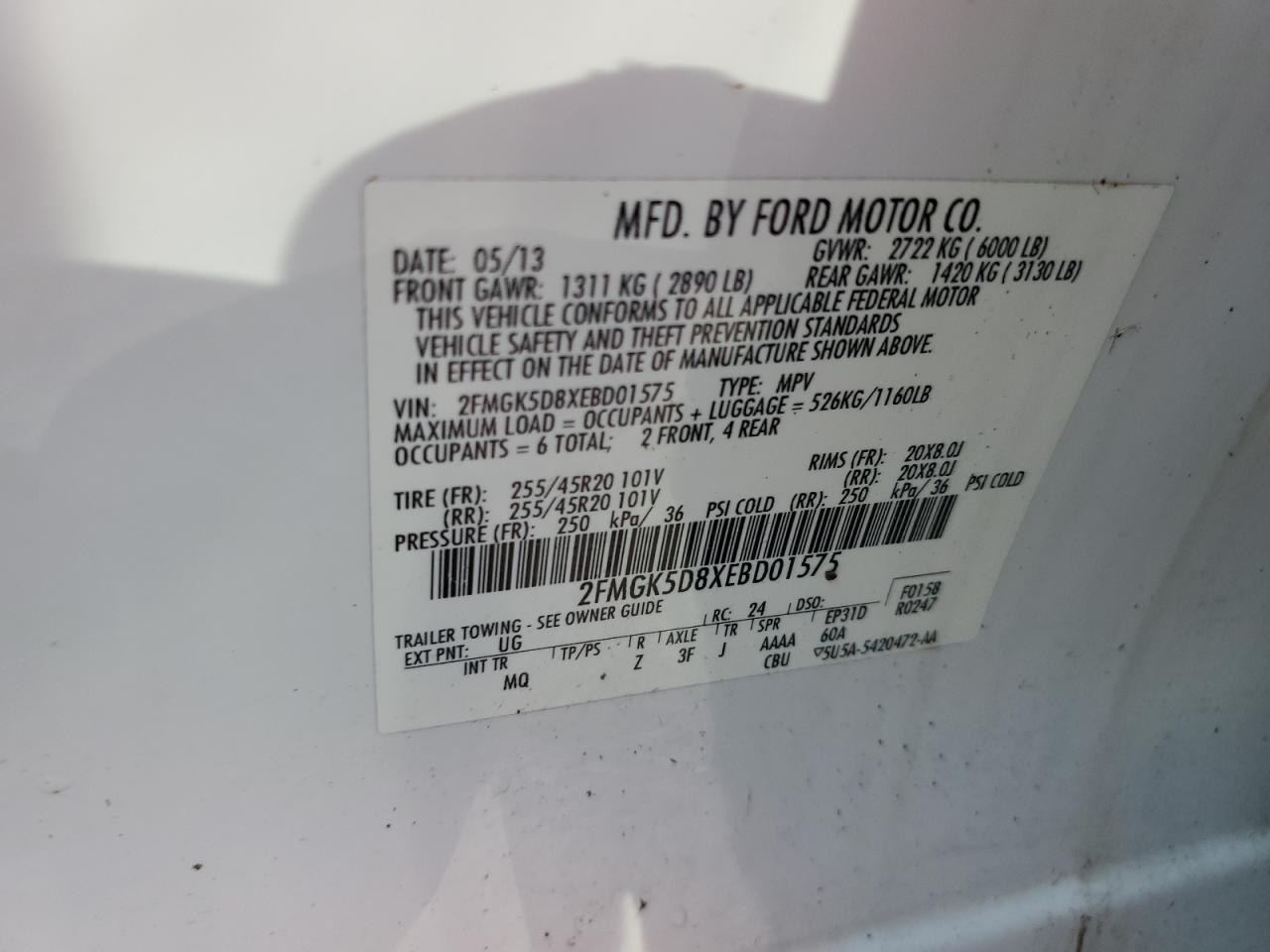 2FMGK5D8XEBD01575 2014 Ford Flex Limited