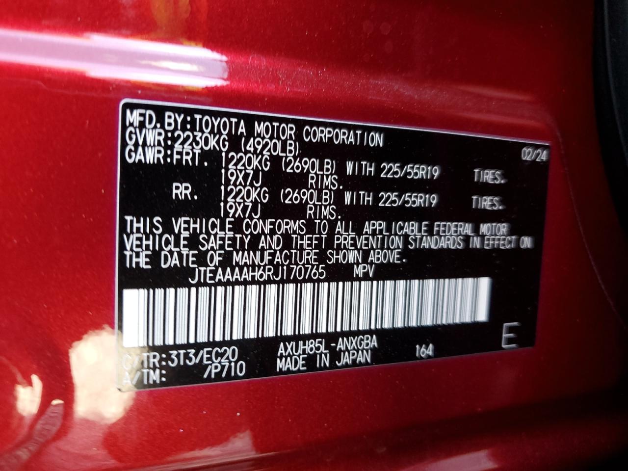 2024 Toyota Venza Le VIN: JTEAAAAH6RJ170765 Lot: 78658404