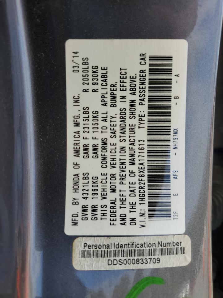 1HGCR2F8XEA171613 2014 Honda Accord Exl