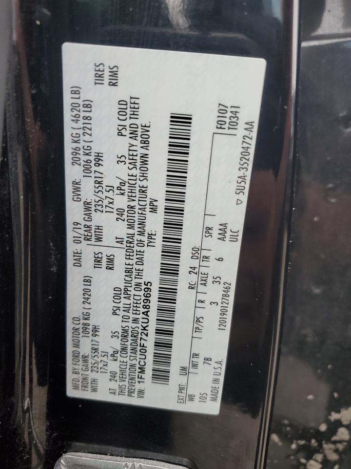 1FMCU0F72KUA89695 2019 Ford Escape S