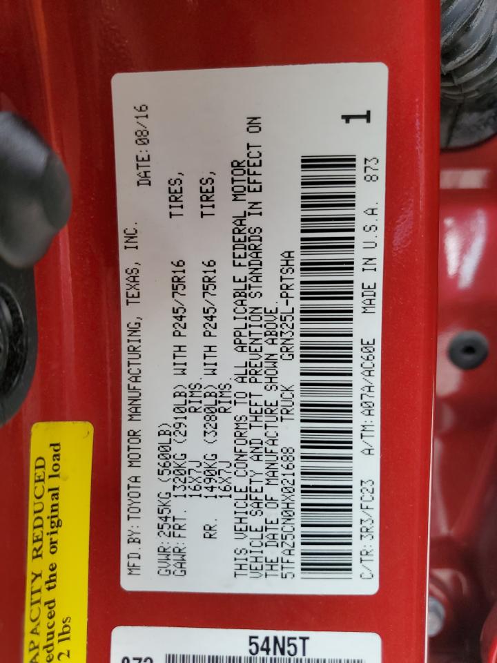 5TFAZ5CN0HX021688 2017 Toyota Tacoma Double Cab