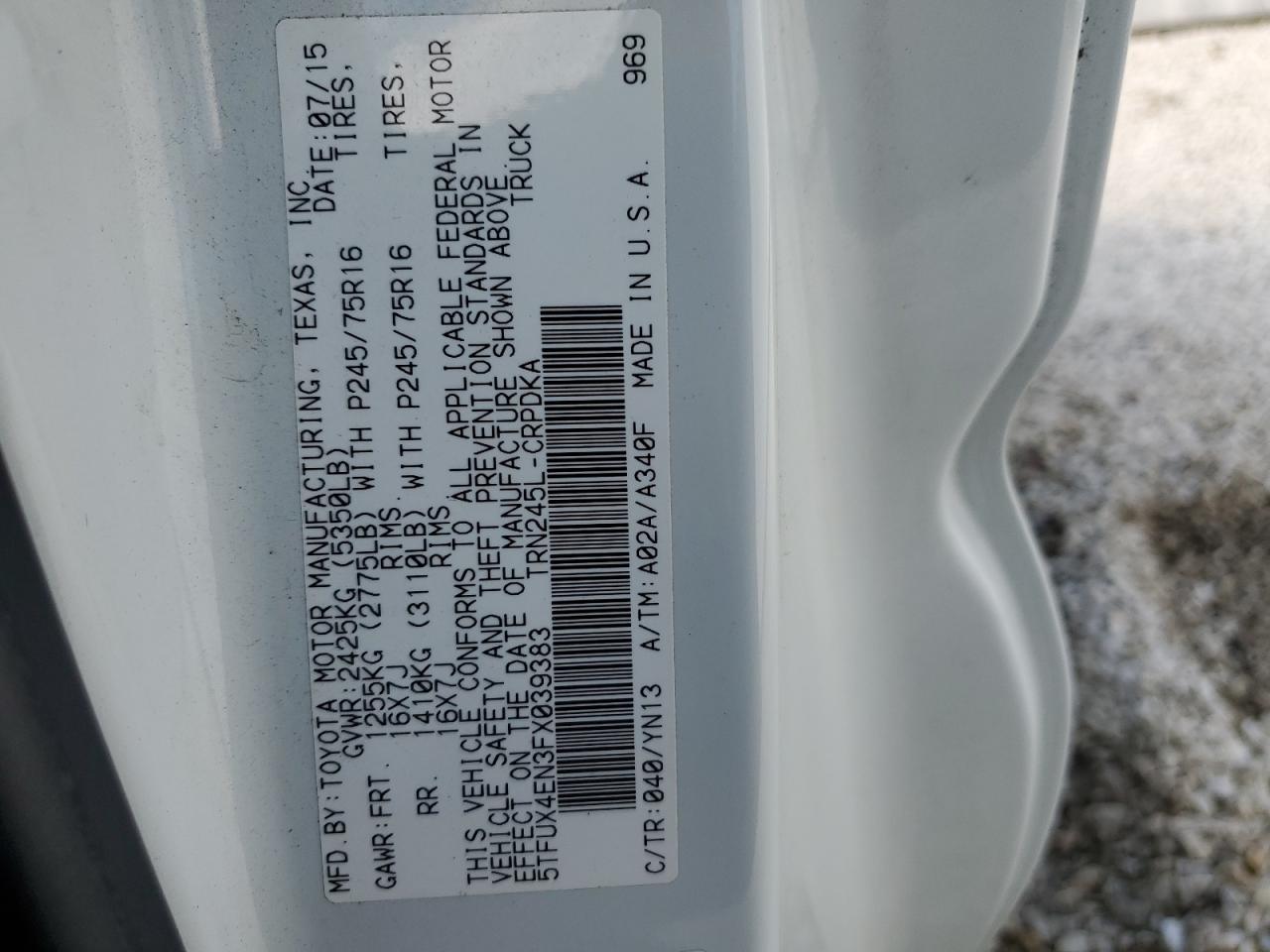 2015 Toyota Tacoma Access Cab VIN: 5TFUX4EN3FX039383 Lot: 73685844