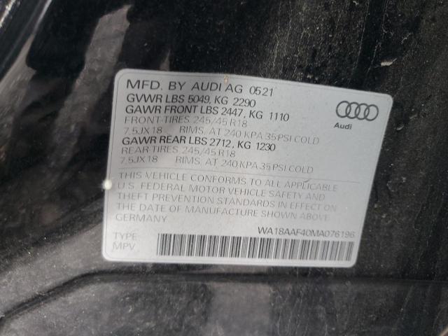 WA18AAF40MA076196 Audi A4 ALLROAD 12