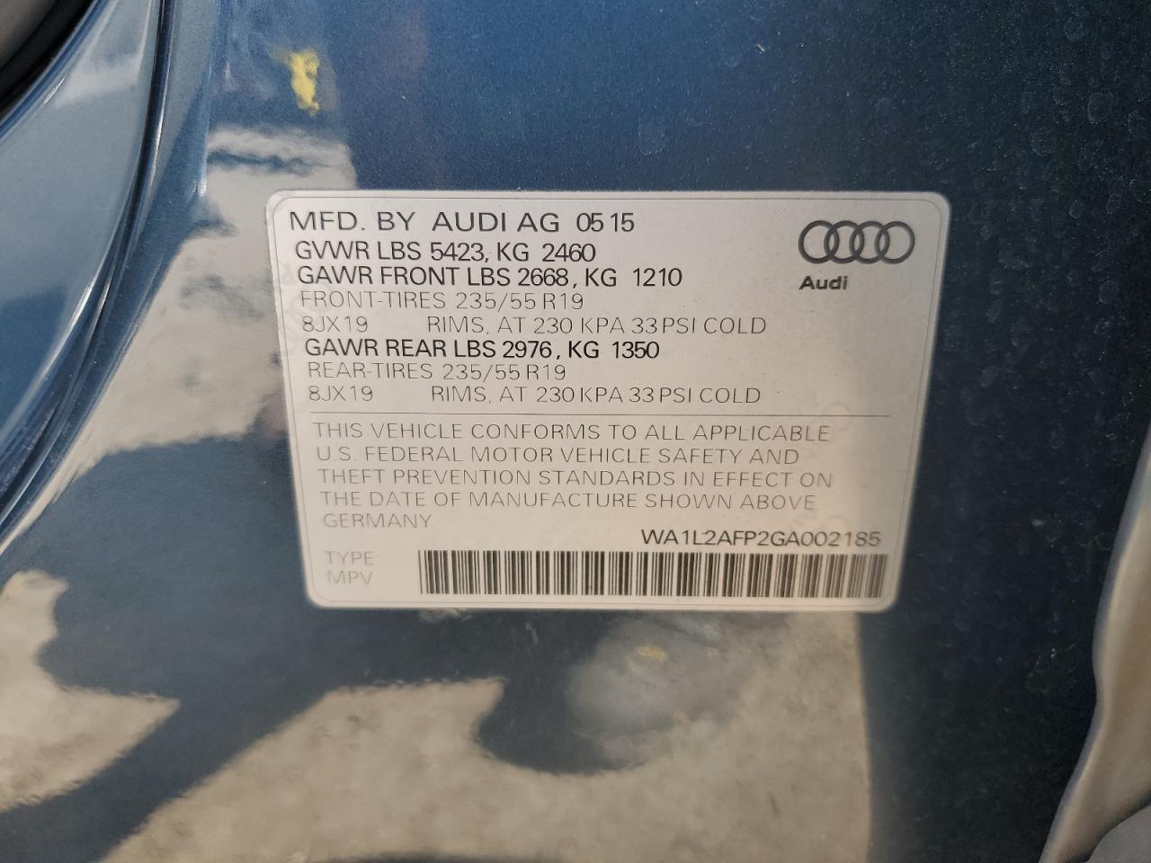 WA1L2AFP2GA002185 2016 AUDI Q5 - Image 16