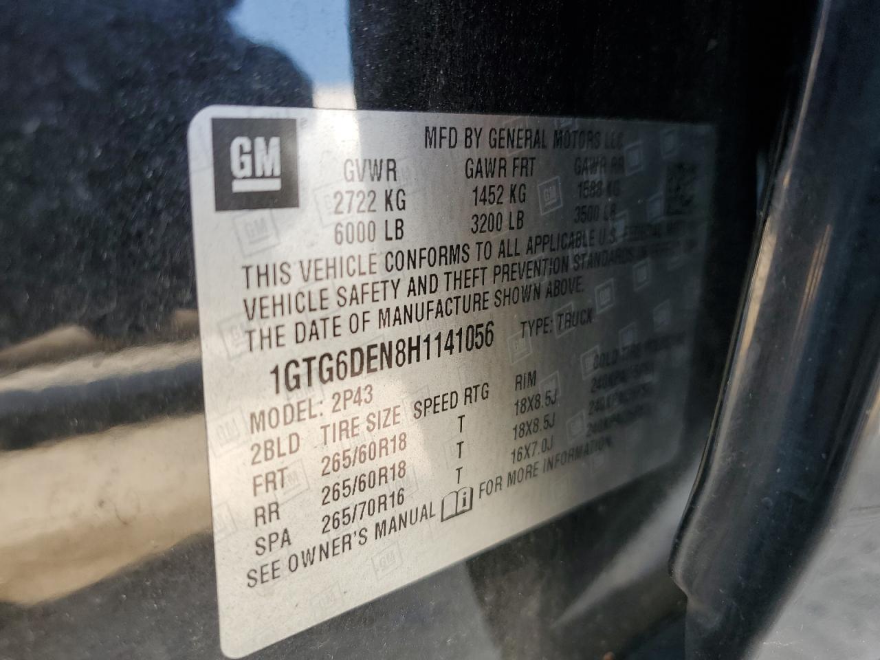 VIN 1GTG6DEN8H1141056 2017 GMC CANYON no.14