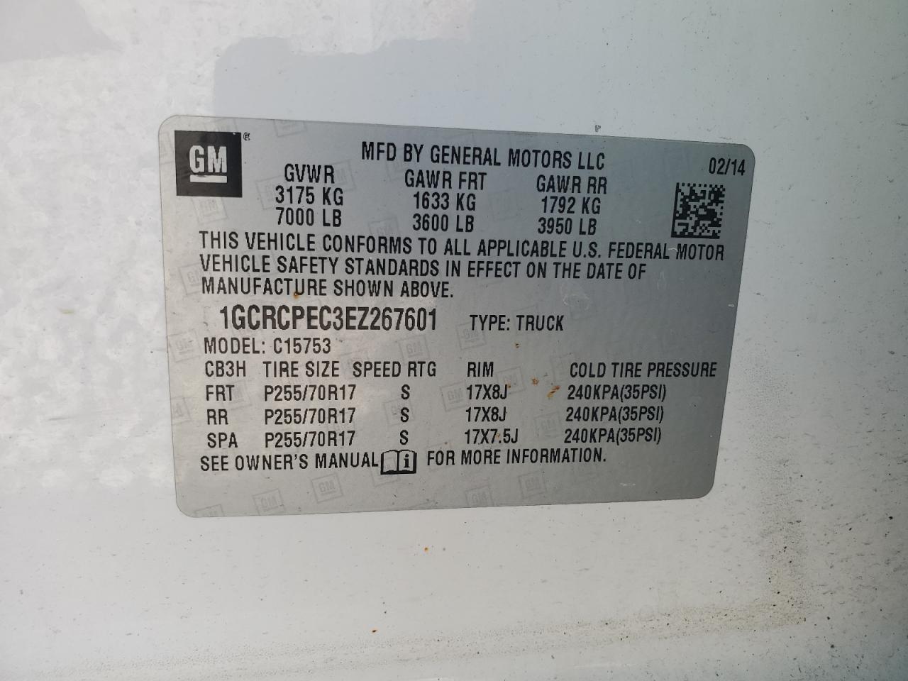2014 Chevrolet Silverado C1500 VIN: 1GCRCPEC3EZ267601 Lot: 77818094